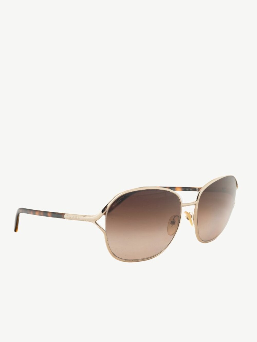 Prada SPR58M Light Gold & Brown Tortoiseshell Acetate Round Sunglasses